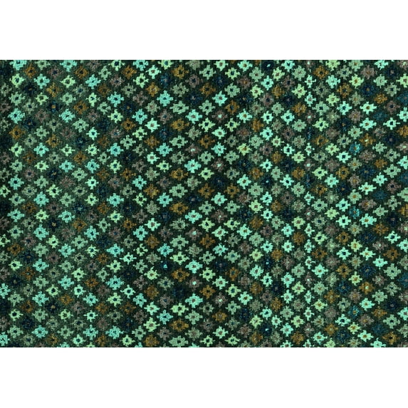 Ahgly Company Indoor Rectangle Abstract Turquoise Blue Modern Area Rugs, 4' x 6'