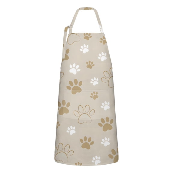 Dog Paw Footprint Apron-Garden Aprons for Women with Pockets-Cotton Linen Waterproof Kitchen Cooking Gardening Aprons Adjustable for Kitchen,Cooking,BBQ and Salon 33x27 Inch