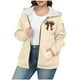 thumbnail image 4 of Sudadera informal con capucha y manga larga para mujer, estilo navideño, de gran tamaño, color liso, con cremallera, capucha y forro polar grueso, chaqueta de manga larga con hombros descubiertos, blu, 4 of 5