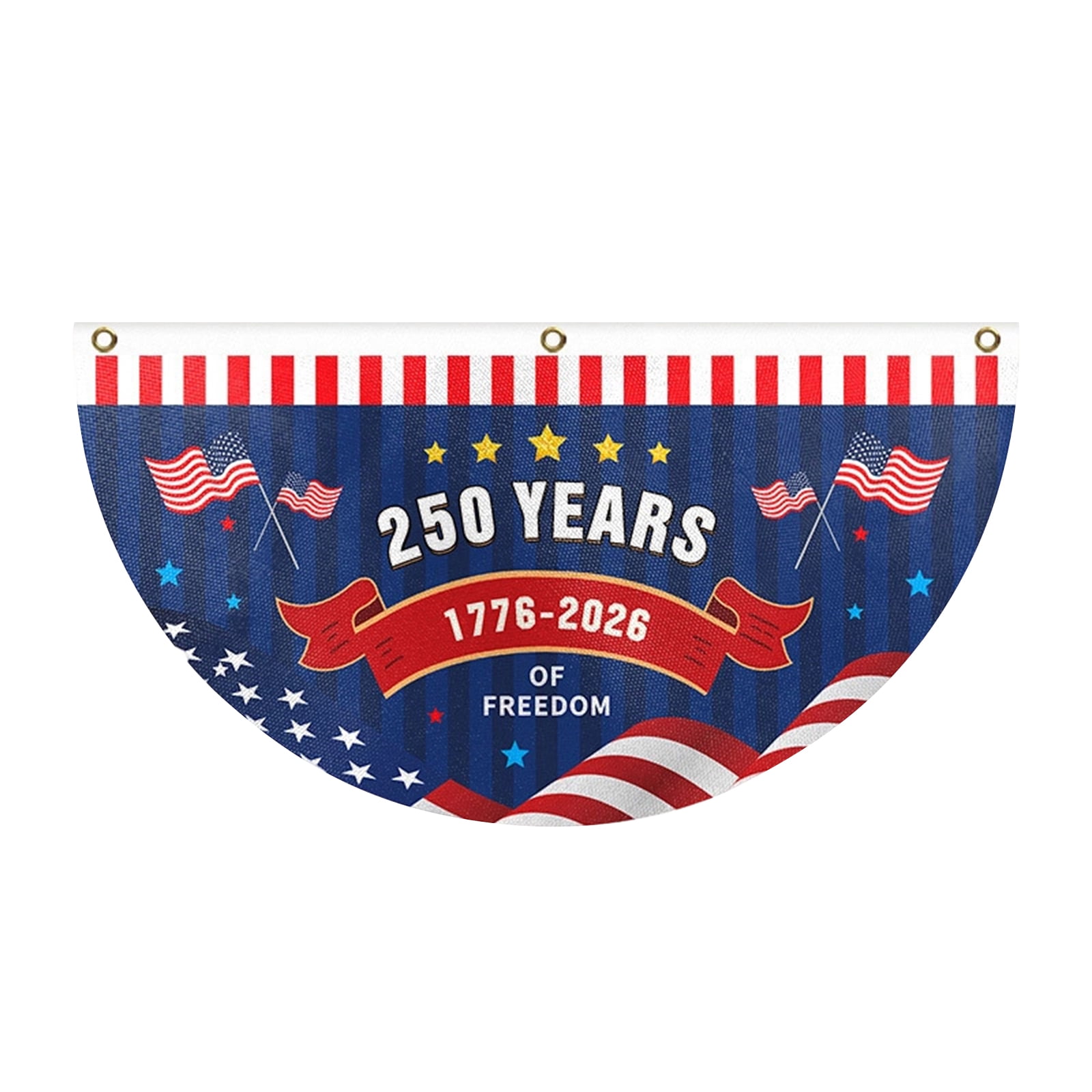 4th of July USA Flag Semi-Circular 250th Anniversary, Outdoor Semi-Circular American Flags for Independence Day, Patriotic Half Round USA Banner for Home Decor