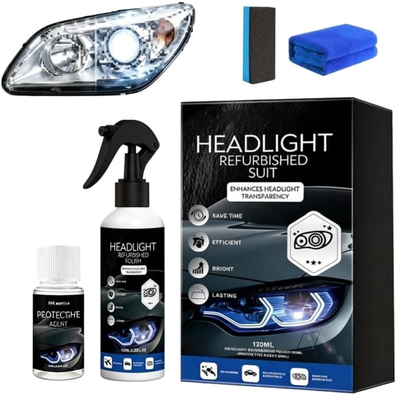 Headlight Restoration Kit Refurbishing Fluid for Yellowed Lamps(1 Set)
