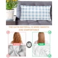 thumbnail image 4 of Blue Checkered Satin Pillowcase for Hair and Skin with Zipper, Soft Breathable Cooling Silk Pillow Cases, Blue White Buffalo Plaid Throw Pillow Covers King Size 20"x40", 4 of 6