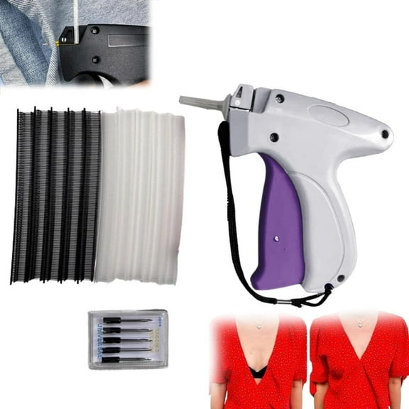 Stitchy Quick Clothing Fixer,Fine Tagging Gun Kit for Clothing Fixer Mini Stitch Gun for Clothes Speedy Sticky Sewing Quilting Hemming Tag Gun with 5 Needle 500 White 500 Black Micro Fasteners (Pink)
