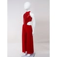 thumbnail image 4 of inlzdz Girls Sparkly Halter Sleeveless Backless Jumpsuit Shiny Jazz Latin Ballroom Dance Dress Burgundy 16, 4 of 7