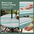 thumbnail image 5 of Round Outdoor Tablecloth with Umbrella Hole and Zipper, Turquoise Stripes Tablecloth with Elastic Waterproof, Modern Minimalist Horizontal Lines Patio Table Covers for 55" - 60" Picnic Pool Tables, 5 of 9
