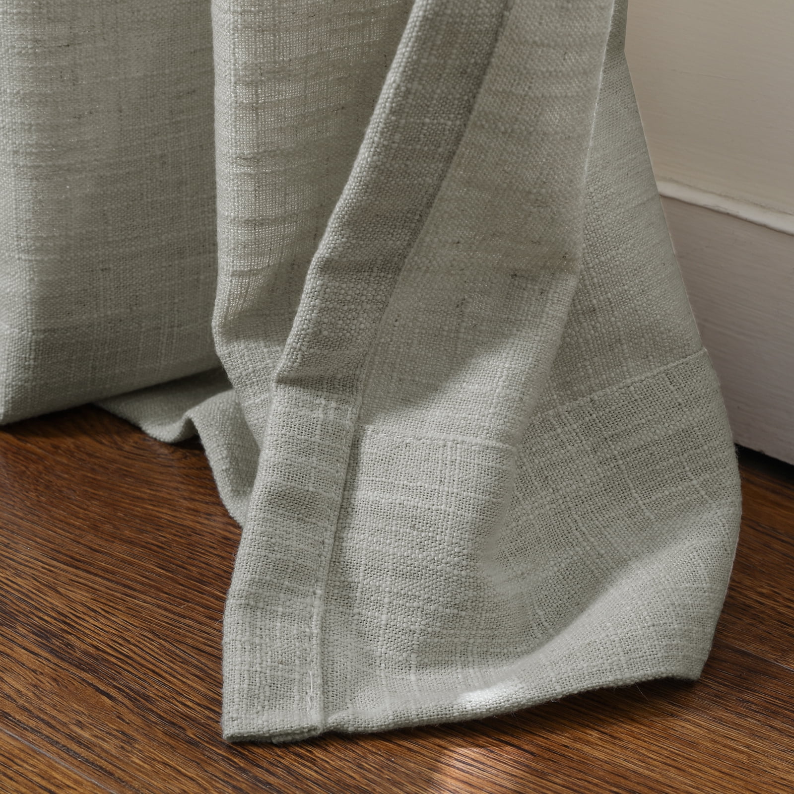 TWOPAGES 52 W X 102 L Inch Curtain Pinch Pleat Hanging Style Drape Light Filtering Linen Blend Textured Drapery for Kitchen, 1 Panel, Grey