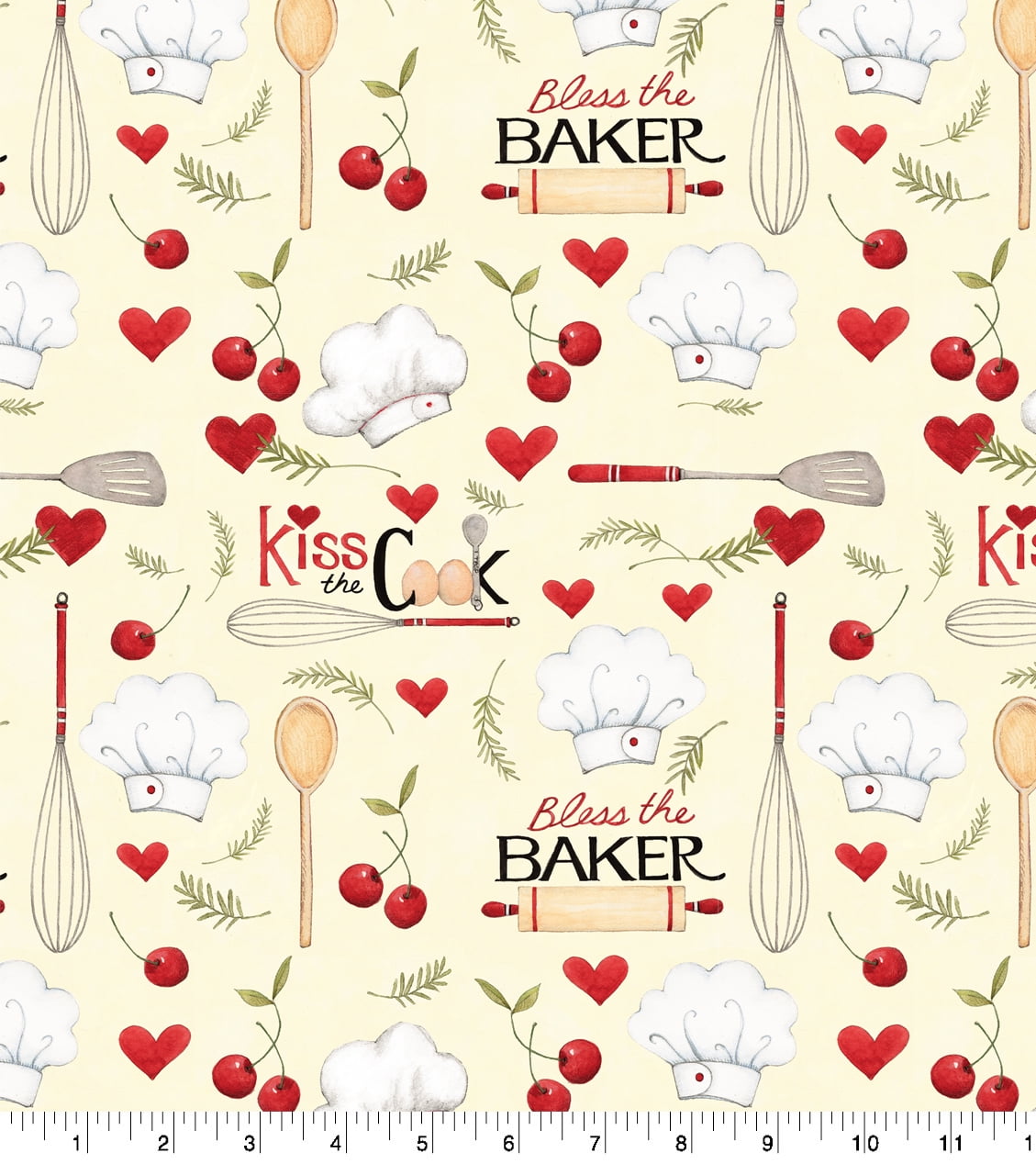 (2 pack) Springs Creative 44" x 36" Cotton Bless The Baker Precut Sewing & Craft Fabric, Cream