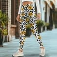 thumbnail image 4 of Renewold Sunflower Cow Print Womens Leggings with Pockets High Waisted Hip Lift Tummy Control Yoga Pants Buttery Soft 4 Way Stretch Workout Yoga Pants Cute Activewear, 3XL, 4 of 8