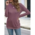 thumbnail image 4 of Long Sleeve Shirts for Women Tunic Tops Loose Fit Dressy Crew Neck Pullover Basic Sweaters Pale Pinkish Gray M, 4 of 8
