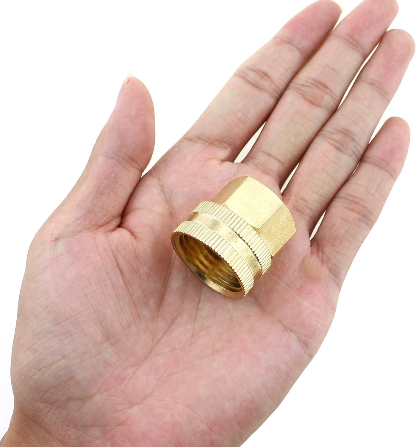 HRTGFD-Garden Hose Brass 3/4 Inch GHT to 1/2 NPT Double Female Thread Fitting Horticultural Thumb Quick Connect Adapter Car Wash Faucet Connection Accessories