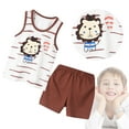 thumbnail image 7 of Otqutp Little Child Clothes Set 1-7 Years Children Sleeveless Vest T Shirt Top+Long Pant Outfit Elastic Waist Shorts Set 2Pcs Summer Clothes Set(U,6-7 Years), 7 of 7