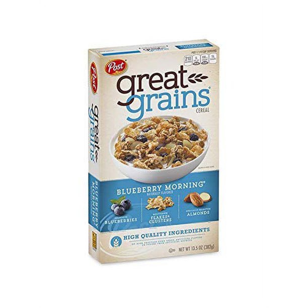 Post Great Grains Blueberry Morning Cereal, 13.5 Oz. Box (2 Pack