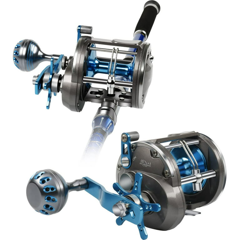 Fishing Round Reels Trolling Reel Aluminum CNC Machined Saltwater Fishing  for Sea Bass Grouper Salmon