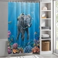 thumbnail image 6 of Ocean Diving Elephant Standard Shower Curtain Set, Waterproof Shower Curtains for Bathroom, Blue Coastal Coral Fish Marine Life Washable Fabric Bath Curtain for Bathtub with Hooks 72x72 Inches, 6 of 9