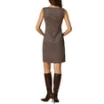 thumbnail image 3 of INSPIRE CHIC Women's Faux Suede Dress Boat Neck Sleeveless Sheath Dresses XL Coffee Brown, 3 of 4