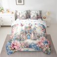 thumbnail image 2 of Erosebridal Fairy Castle Bedding Sets Twin Size,Watercolor Botanical Floral Comforter Sets with Sheets,Pink Butterfly Bed in a Bag Twin Size,Super Cozy Room Decoration Reversible,7-Piece, 2 of 6