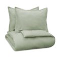 thumbnail image 3 of Vue Elements Lark Solid 3 piece 100% Cotton Duvet set - King - Green, 3 of 5