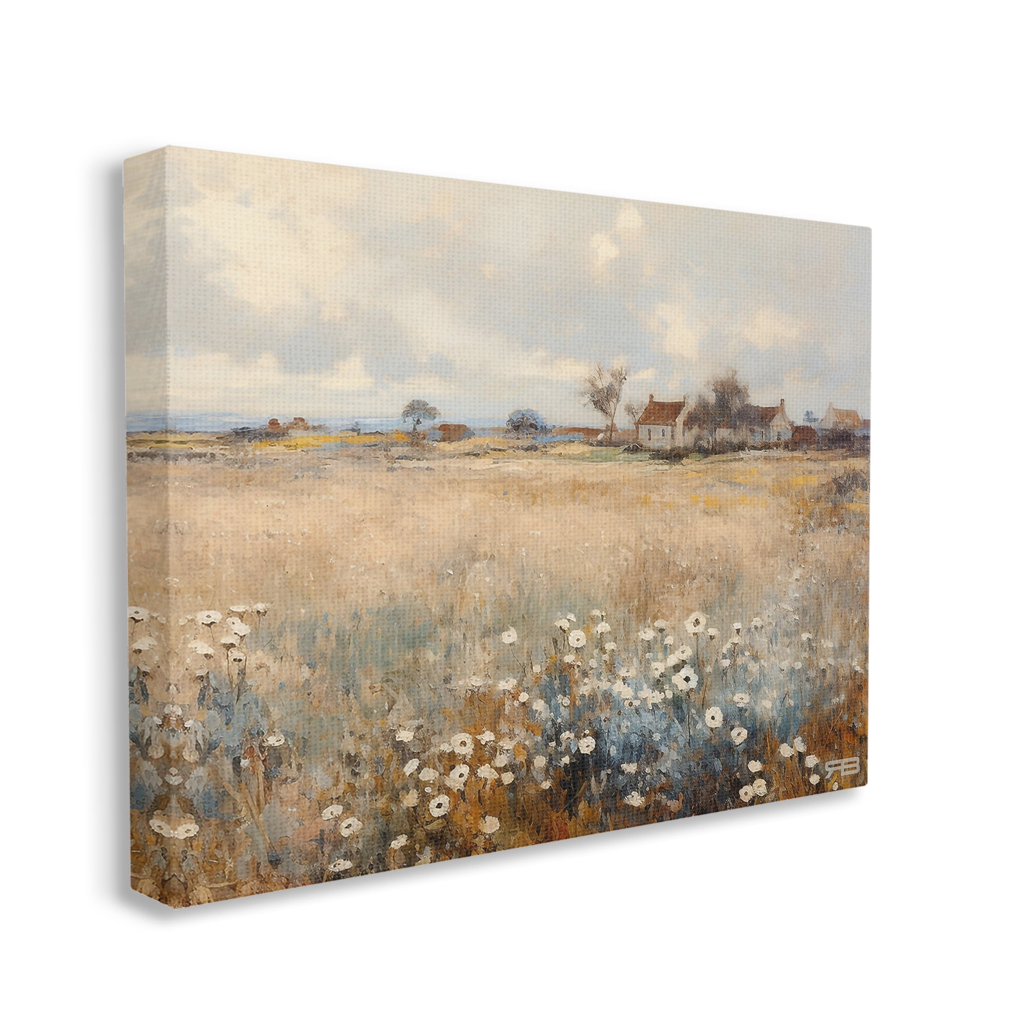 Stupell Industries Cottage & Natural Meadow Landscape Painting Gallery Wrapped Canvas Art Print Wall Art, 48 x 36