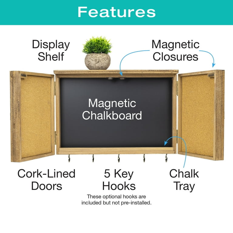 Wood Note Board Entryway Organizer With Chalkboard & Corkboard