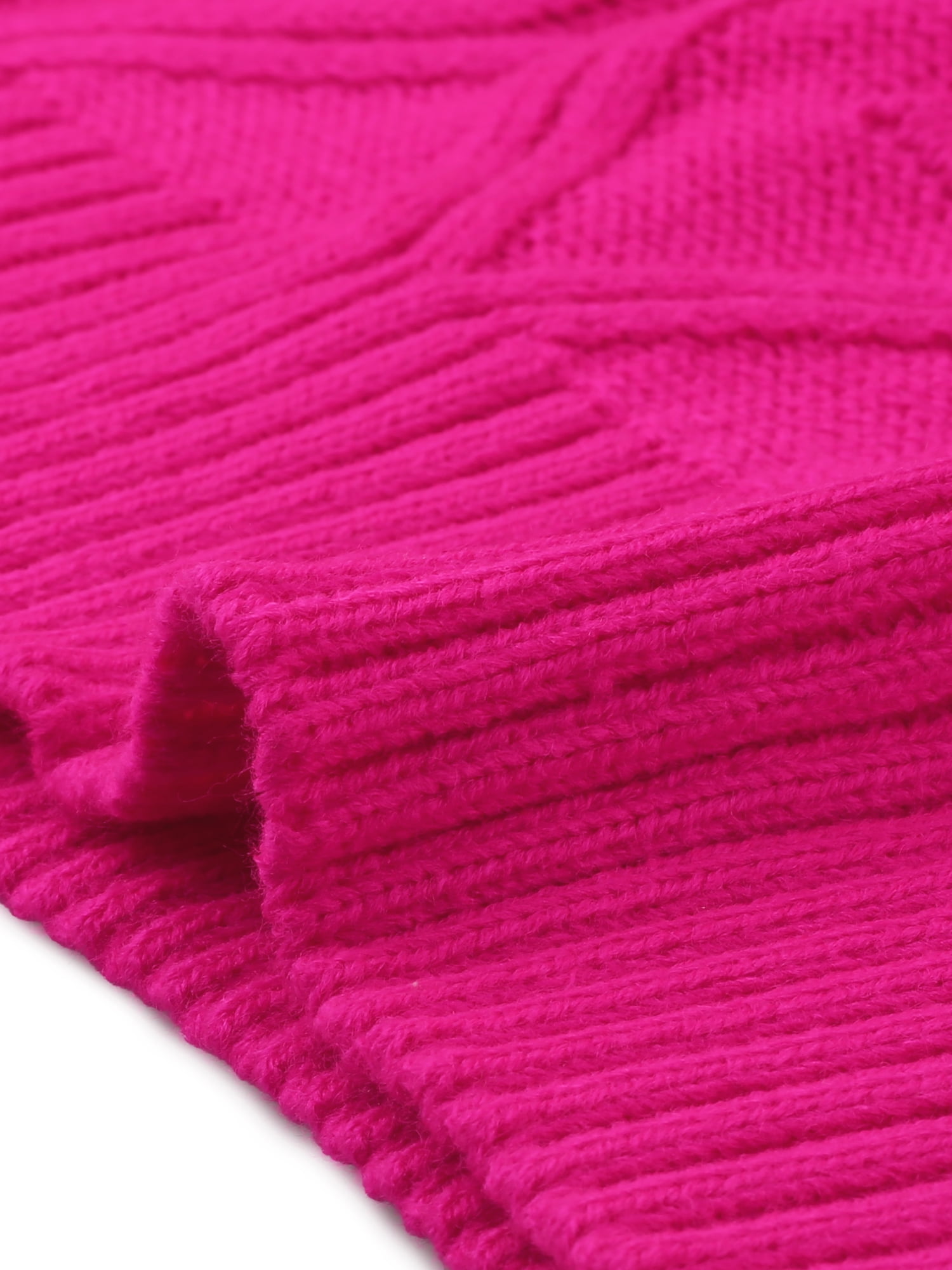 Unique Bargains Women's Ruffle Sleeve Solid Mock Neck Cable Knit Pullover Sweater