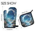 thumbnail image 2 of Yayeee Oven Mitts and Pot Holder Set of 2 Heat Resistant Kitchen Gloves Baking Hot Pad, Floral Moon, 2 of 5