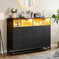 thumbnail image 1 of Comoda Cajonera para Recamara, Cómoda con Luces LED y Tomas de Corriente Integradas, Cómoda Moderna para Sala, Mueble Organizador Cajonera de Estructura Metal con 6 Cajones,120*40*93CM (Negro), 1 of 5