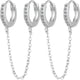 thumbnail image 1 of 1 par de pendientes de aretes de Huggie Hoops Pendientes de cadena de doble perforación para mujeres, 1 of 5