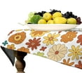 thumbnail image 4 of 70''S Retro Floral Tablecloth, Boho Abstract Yellow Orange Flowers Groovy Table Cover for Country Farmhouse Kitchen Dining Room Party Picnic Table Decor 60x84inch, 4 of 6