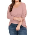 thumbnail image 5 of Qwertyu Women's Plus Size Long Sleeve T-Shirt Casual Loose Cotton Shirts Scoop-Neck Basic Tops for Women Light pink 2XL, 5 of 7