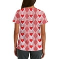 thumbnail image 4 of Garbnen S-5XL Valentine Day Scrubs for Women Short Sleeve V Neck Love Heart Pattern Nursing Uniforms for Women with Pocket Stretch Women Work Shirts, 4 of 5