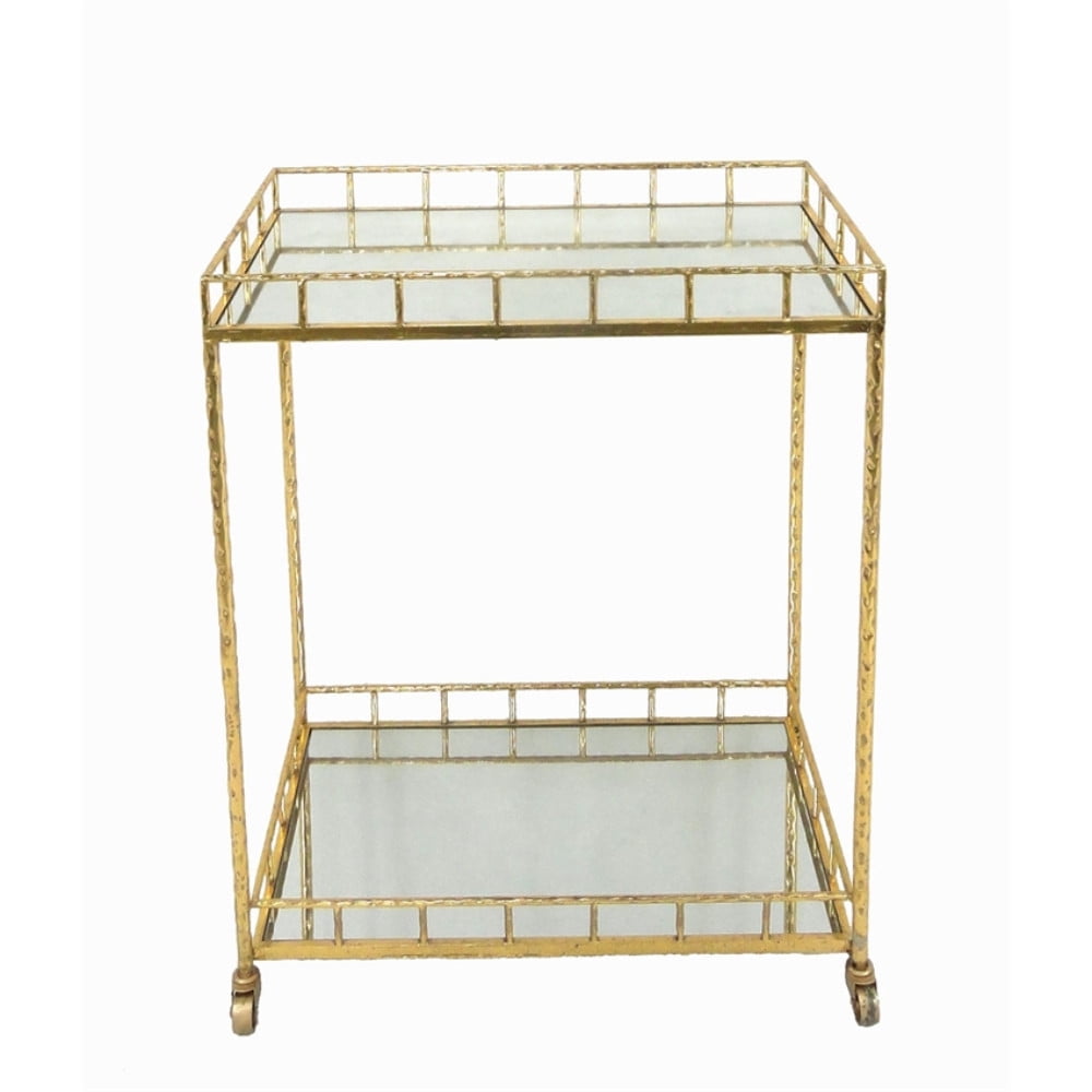 Grand Metal & Mirror Bar Cart, Gold