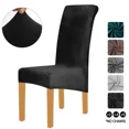 thumbnail image 2 of Set of 4 Velvet Stretch Dining Chair Covers Black, 2 of 5