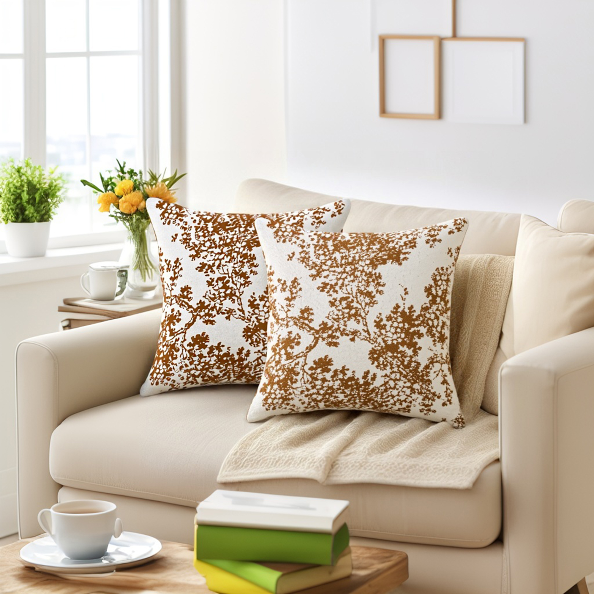 Unique Bargains Set of 2 Chenille Pillow Cushion Covers and Bedroom Brown