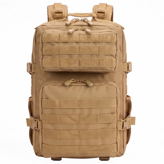 ZAVTYN 24L Outdoor Backpack for men, Tan Hiking Daypack with Laptop Sleeve, Hydration Compartment, Dual Bottle Pockets, Chest and Waist Straps
