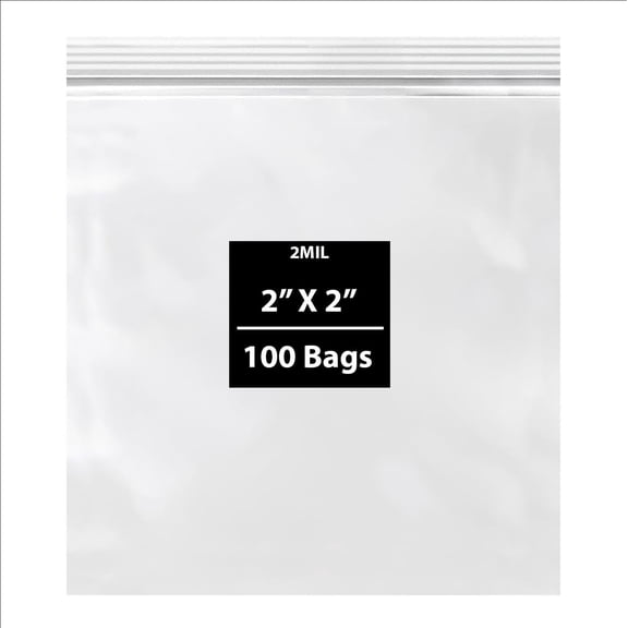 Reclosable Poly Bags 2x2 & (100 Bags) - 2 Mil Clear Plastic with Resealable Lock Seal Zipper | Durable Poly Baggies | Resealable Zip Top Lock For Jewelry, Storage, Packaging & Shipping