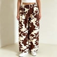 thumbnail image 5 of Levmjia Women's Cow Print Jeans High Waisted Wide Leg Pants Elastic Waistband Button Fly Pocket Casual Baggy Denim Trousers Vintage Y2K Loose Long Pants, 5 of 8