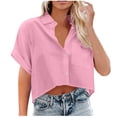 thumbnail image 1 of Birdeem Blouses pour Femmes Chemises Courtes à Manches Courtes Décontractées avec Poche Poitrine, 1 of 12