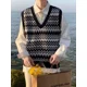 thumbnail image 3 of Suéter vintage de otoño e invierno para hombre, estilo Harajuku, abierto, nuevo, chalecos de punto para hombre, ropa popular coreana, chaleco estético informal, 3 of 5