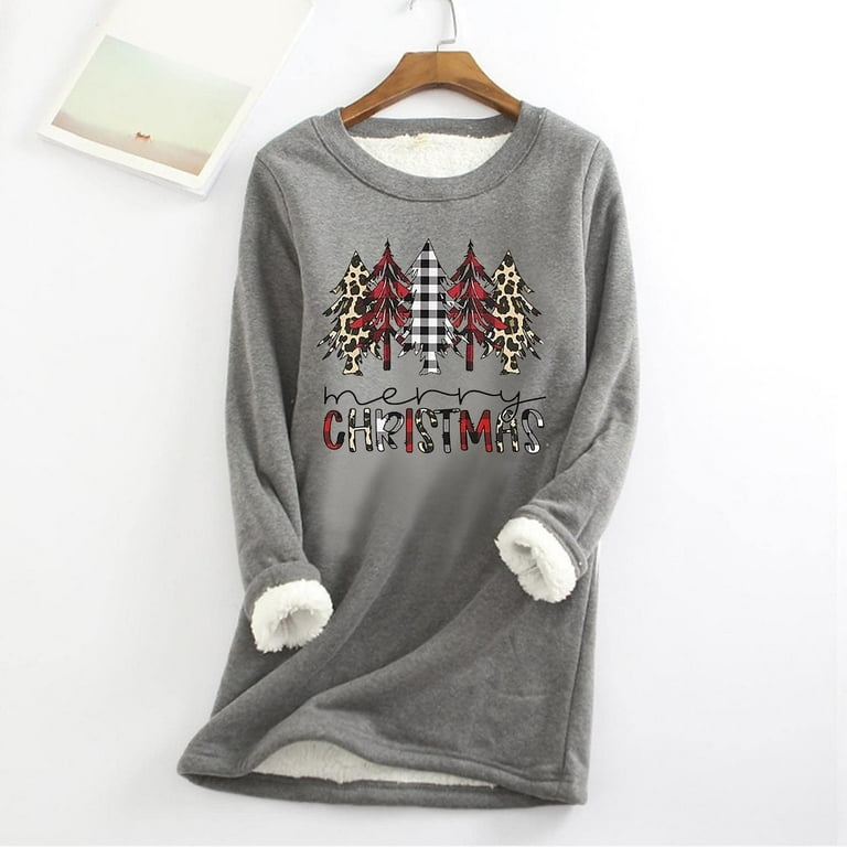 Cyber and Monday Deals Dianli Womens Fleece Pullover Crewneck Fleece Sherpa Lined Pullovers Top Cold Weather Oversized Winter Warm Gym Sweaters For