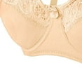thumbnail image 3 of Comfort Bras for Women Wirefree Solid Lace Lingerie Bras Plus Size Underwear Bralette Bras Comfortable Bra V-Neck Lace Bra Feature Hook and Eye Closure Push-up Bra Style Y-155 , Khaki L, 3 of 3