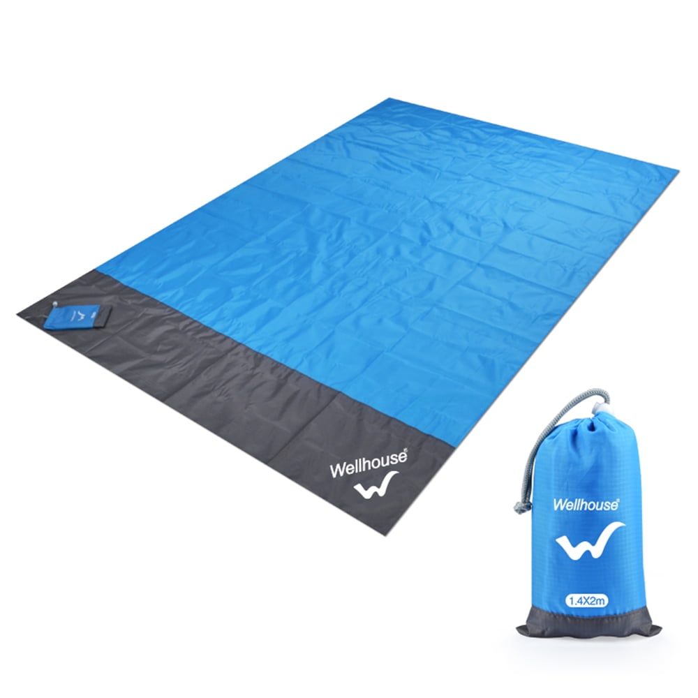 KOBWA Outdoor Beach Blanket Ultralight Mini Folding Mat Portable 43x28 inch Compact Pocket Waterproof Traveling Blanket for Travel Hiking Camping Festival Sports