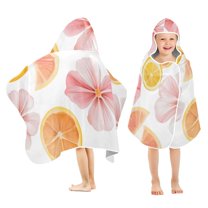 Yayeee Kids Hooded Towels Toddler Soft Absorbent Beach Bathing Wrap 50" x 23.5", Floral Orange