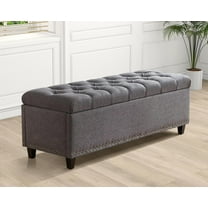 Grepatio 51" Ottoman Storage Benches, 30 Gallons End of Bed Storage , Large Rectangular Storage Ottoman, Button-Tufted Ottoman with Storage for Living Room Bedroom, Foot of Bed (Gray)