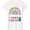thumbnail image 1 of Women Tops Be A Good Human LGBT LGBTQ Lesbian Pride Rainbow Flag T-Shirt Gift, 1 of 3