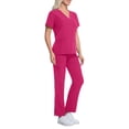 thumbnail image 3 of Scrubs for Women Set Medical Uniform - V-Neck Top & Straight Leg Pants with Pockets, Nurse Workwear, 3 of 5