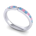 thumbnail image 2 of 0.30 Carat Latest Round Cut Blue Topaz & Pink Sapphire Gemstone Engagement Eternity Band for her Solid 18K White Gold Size 5.5 by Diamond-Capitals, 2 of 8