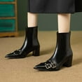 thumbnail image 2 of YLYL Women Buckle Ankle Boots Block Heel Zip up Pointy Toe Fashion Sexy Dress Short Boots, 2 of 9