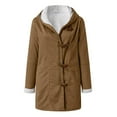 thumbnail image 3 of zfwon Winter Coats for WomenPlus Size Fleece Lined Hooded Toggle Button Pocket Duffle Jacket Faux Suede Pea Coat Solid Color Warm Long Sleeve Casual Parka Outerwear, 3 of 8