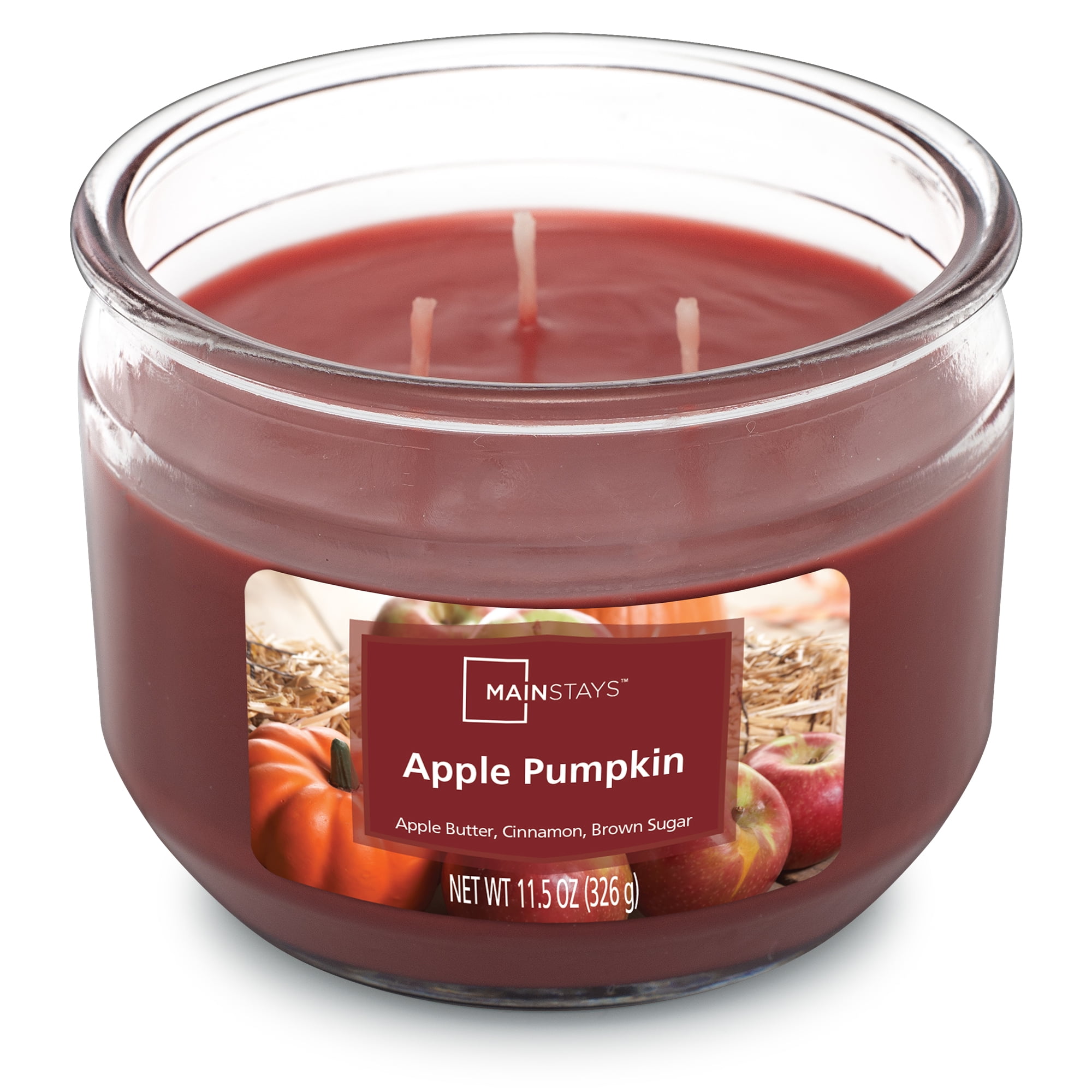 Mainstays Apple Pumpkin Scented 3 Wick Candle, 11.5 oz.