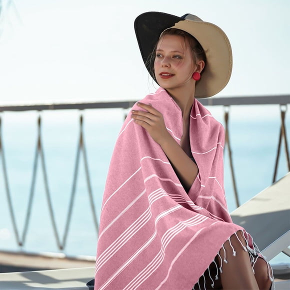 Xihbxyly Toalla de Playa Türkiye, Tejido Absorbente de Secado Rápido, Diseño de Borlas Llamativo, Imprescindible para Fiestas En La Playa Al Aire Libre, Accesorio de Viaje Ligero, Tamaño 90 X 180 Cm